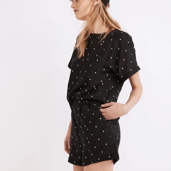 Madewell Lightspun Renwood Button-Back Top in Square Spot - Picture 2 of 7